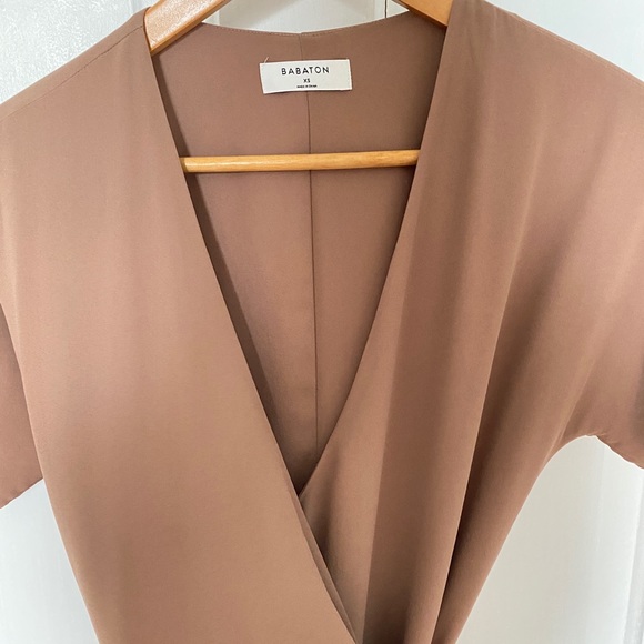 Aritzia Babaton wrap tan dress - Picture 4 of 6